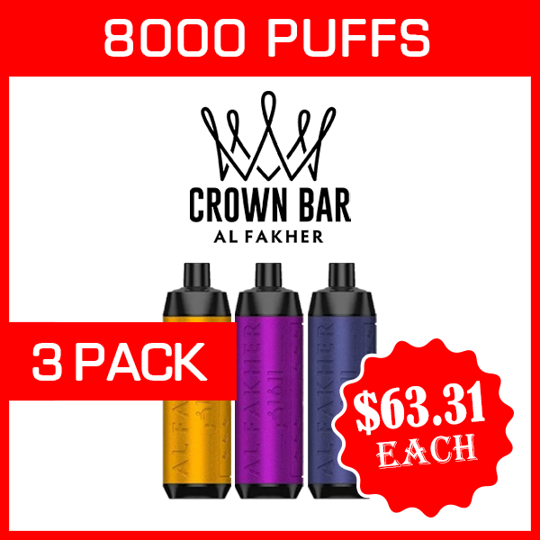 ALFAKHER CROWN BAR – 8000 PUFFS – 3 PACK