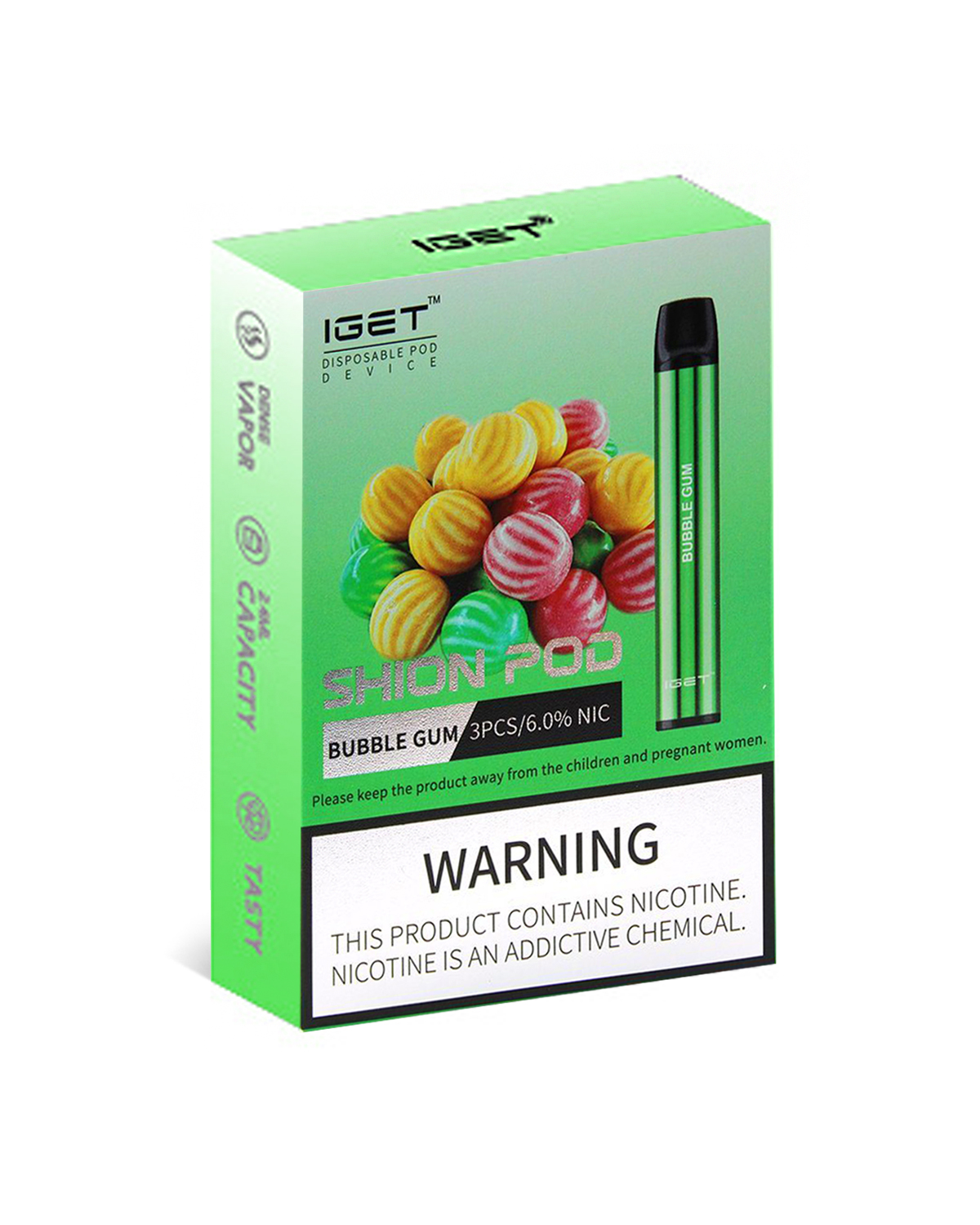 Bubble Gum 600 Puffs Disposable 3 x IGET Shion - Image 2