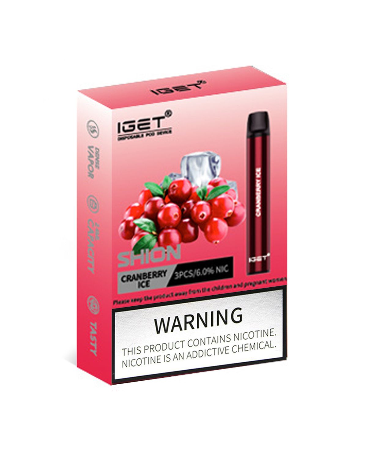 Cranberry Ice 600 Puffs Disposable 3 x IGET Shion - Image 2