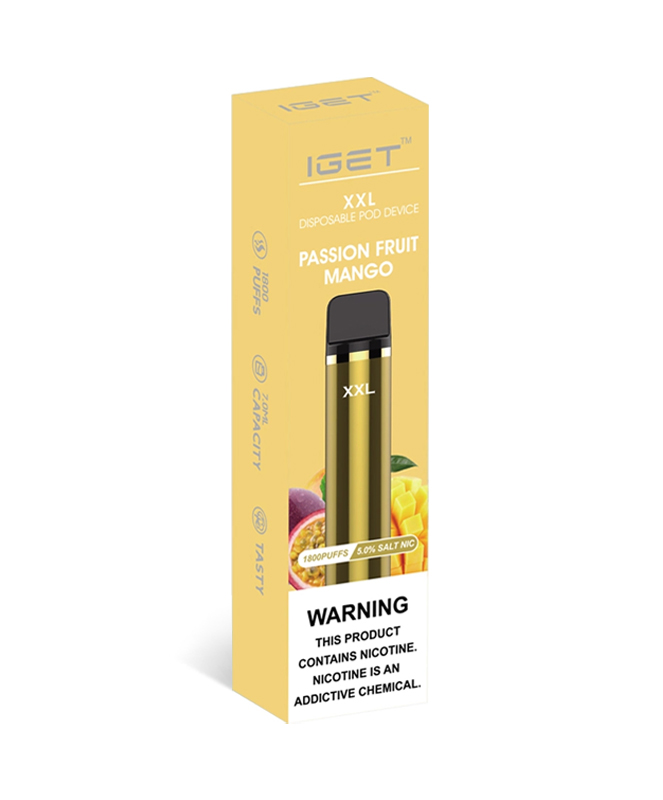 Passion Fruit Mango 1800 Puffs Disposable IGET XXL - Image 2