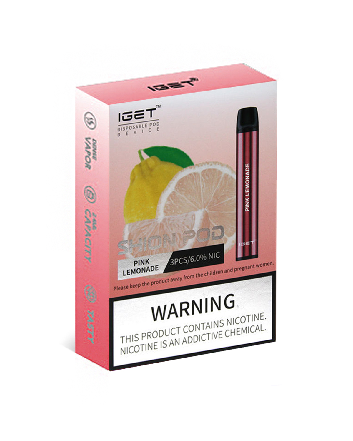 Pink Lemonade 600 Puffs Disposable 3 x IGET Shion - Image 2
